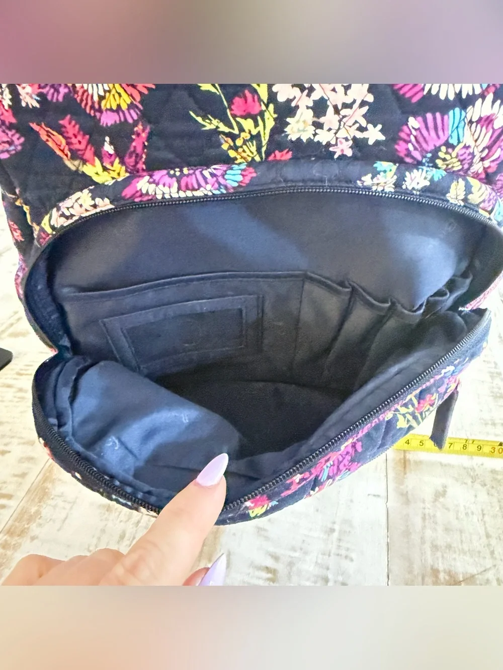 Vera Bradley Backpack Essential Backpack Midnight Wildflowers Laptop Bag Retired